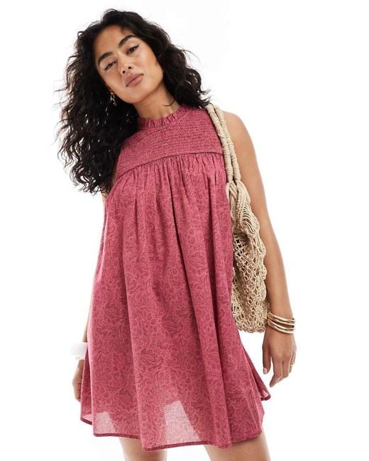 Miss Selfridge Red Sleeveless Smock Dress