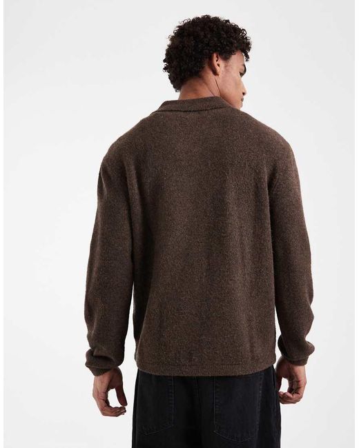 Levi's Brown Collared Half Zip Knitted Jumper for men