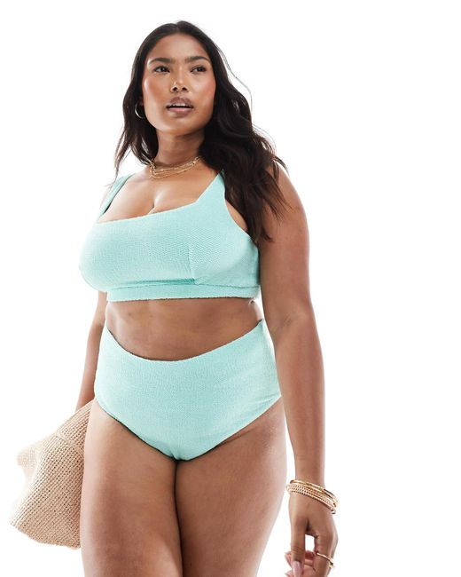 ASOS White Asos design curve – charlene – strukturiertes cropped bikinioberteil