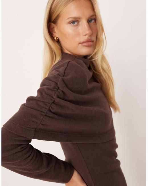 ASOS Brown Supersoft Grown On Ruched Cape Mini Dress