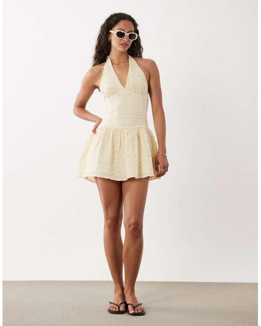 Cotton On Natural Kaity Halter Mini Dress