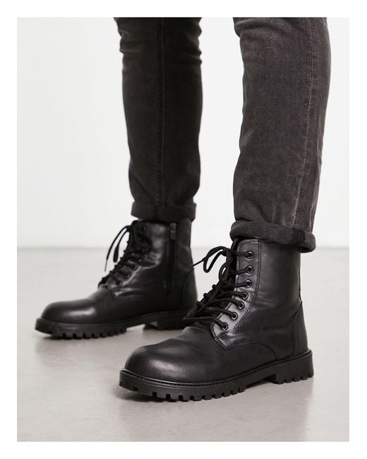 Bolongaro Trevor Black Minimal Lace Up Boots for men