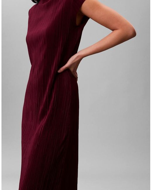 Calvin Klein Red Plisse Midi Dress
