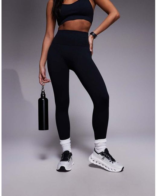 4505 Blue Petite Seamless Baby Rib High Waist Gym Leggings