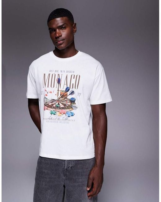 ADPT Gray Oversized T-Shirt With Casino Print for men