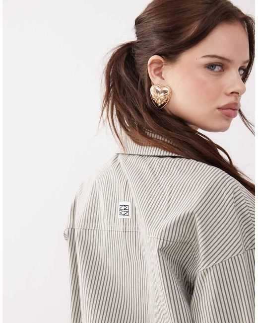 Camicia Grigia A Righe di Noisy May in Gray