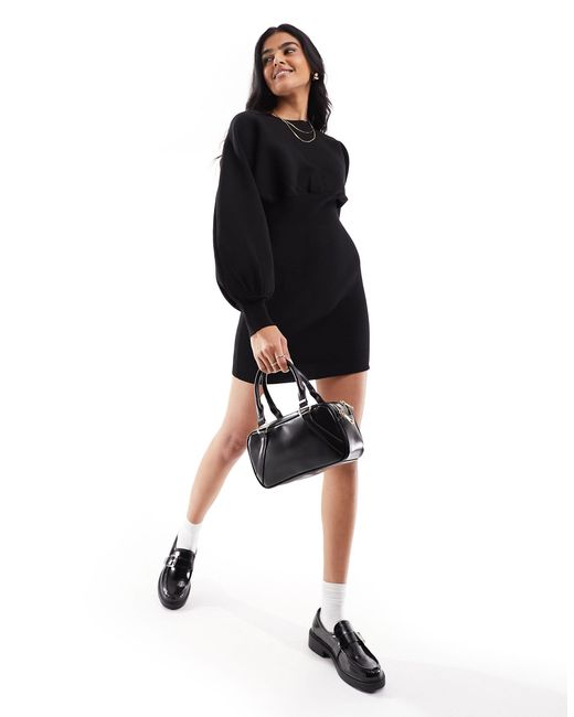 Y.A.S Black Structured Ribbed Knitted Jumper Dress