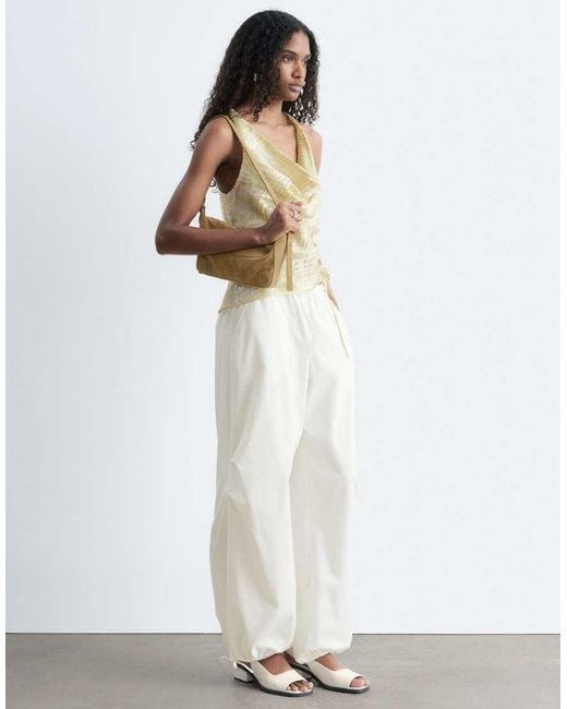& Other Stories White Drawstring Balloon Shape Cotton Pants