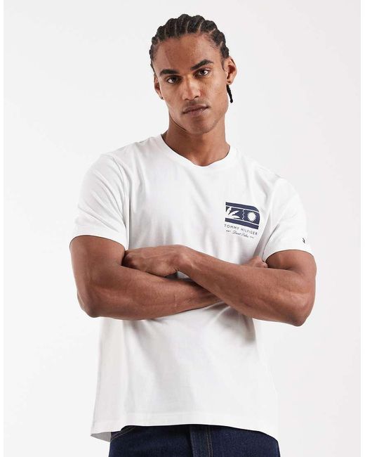 Tommy Hilfiger White Chest Graphic Regular Fit T-Shirt for men