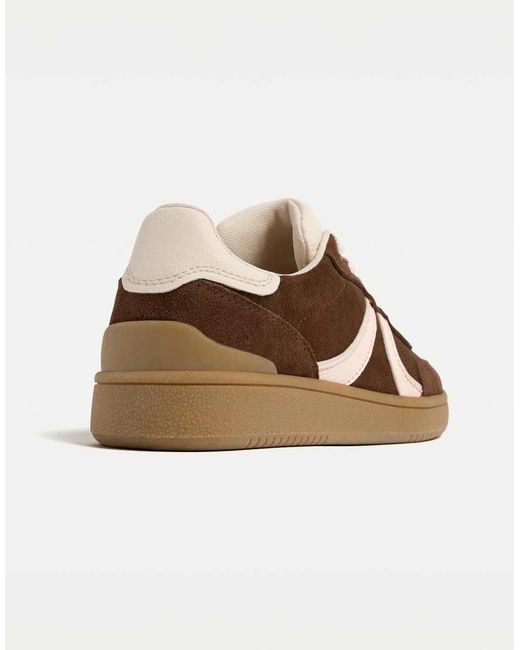 Stradivarius Brown Leather Trainers