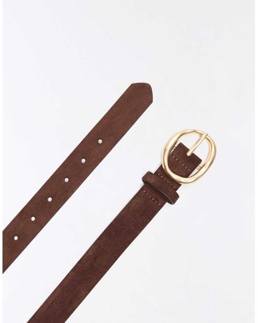 Bershka Blue Leather Effect Belt With Buckle