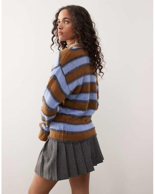 Kickers Brown Striped Fuffy Knit Sweater