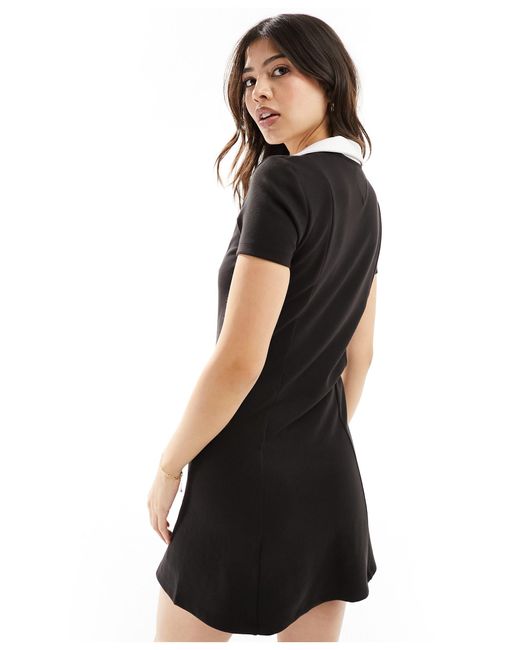 Tommy Hilfiger Black Contrast Polo Fit & Flare Mini Dress