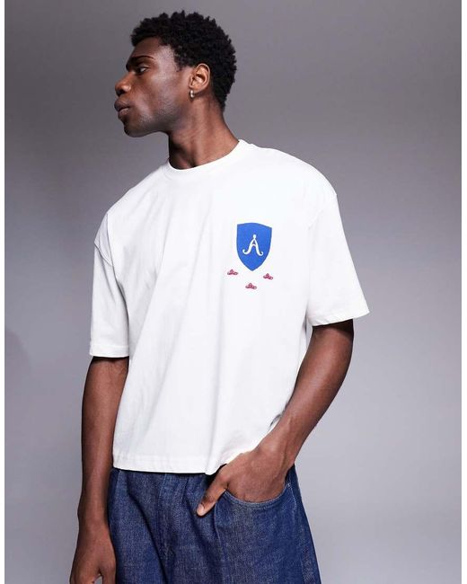 Camiseta Blanca De Corte Cuadrado Extragrande Con Estampado Gráfico De Texto De -Blanco ASOS de hombre de color White