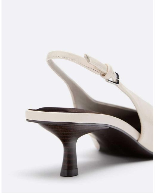 Stradivarius White V-Neck Heeled Shoes