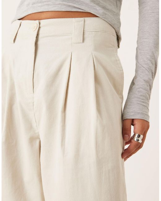 ASOS Natural Turn Up Hem Wide Leg Cord Trousers