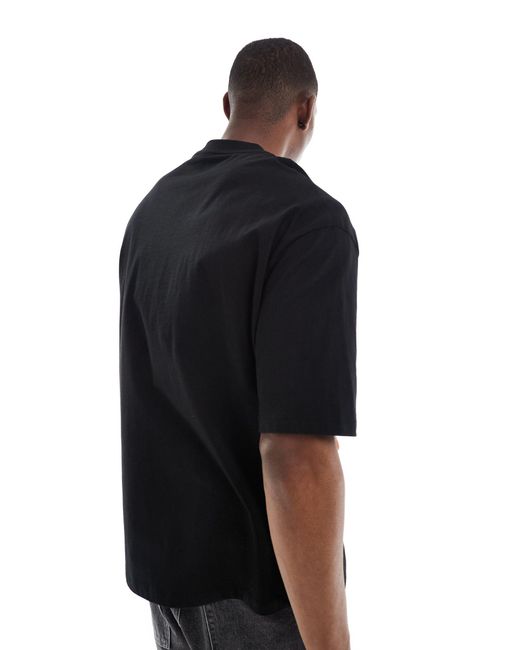 Camiseta negra unisex extragrande con estampado con licencia del logo ASOS de color Blue