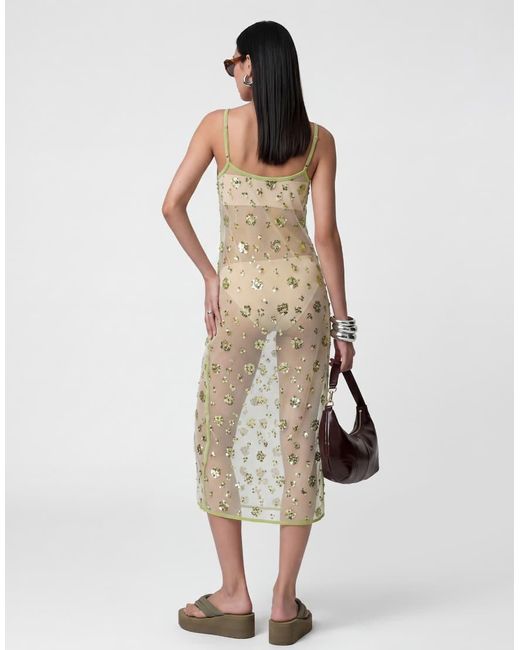 Noisy May Natural Sheer Sequin Maxi Dress
