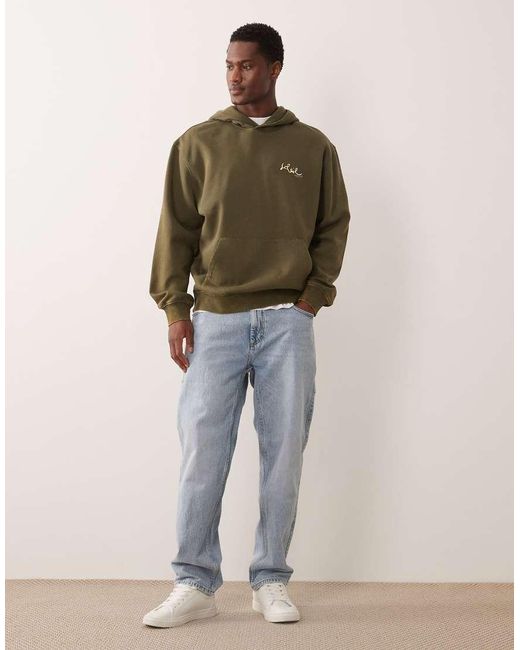 ASOS Green Relaxed Hoodie With Floral Print for men