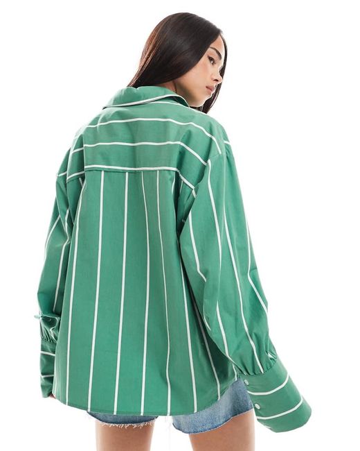 ASOS Oversized Gestreept Overhemd in het Green