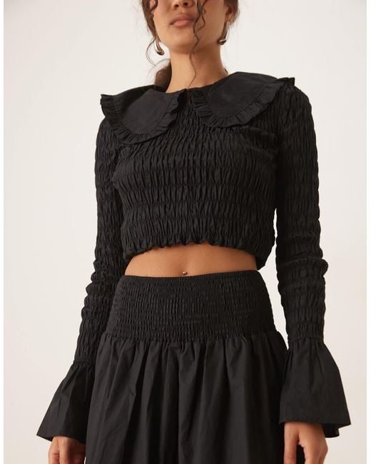 Glamorous Black Drop Waist Shirred Maxi Skirt