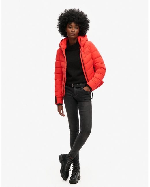 Superdry Red – wattierte jacke aus mikrofaser