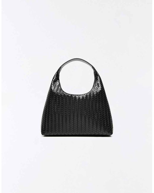 Bershka Black Woven Bucket Bag