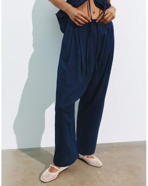 Pull&Bear Blue Denim Sarouel Capris