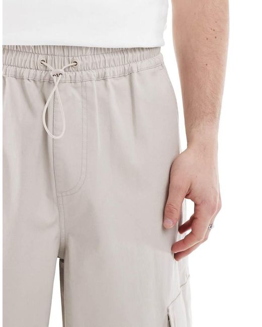ASOS White Loose Cargo Trousers With Elasticated Waist for men