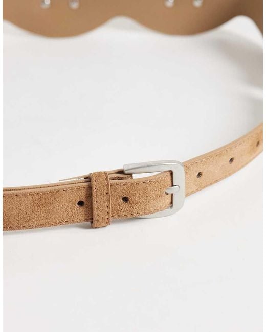 Gina Tricot Natural Belt With Silver Buckle Detail