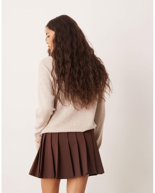 ASOS Natural Pleated Mini Skirt