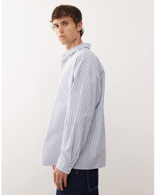 Collusion Blue Boxy Long Sleeve Skate Shirt for men
