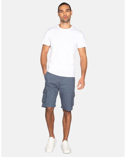 Threadbare Blue Cotton 'Bute' Cargo Shorts for men
