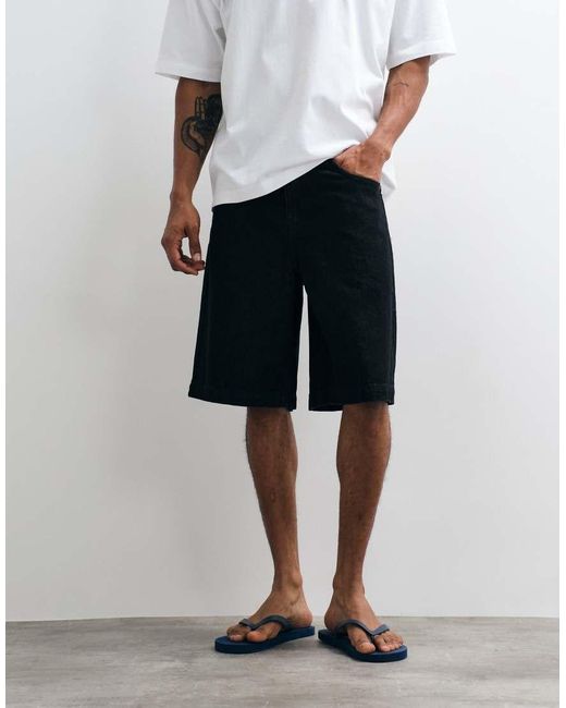 ASOS Losse Denim Jort in het Black voor heren