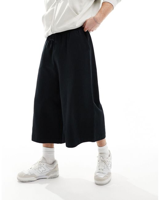 ASOS – sehr lang geschnittene shorts aus schwerem stoff in Black für Herren