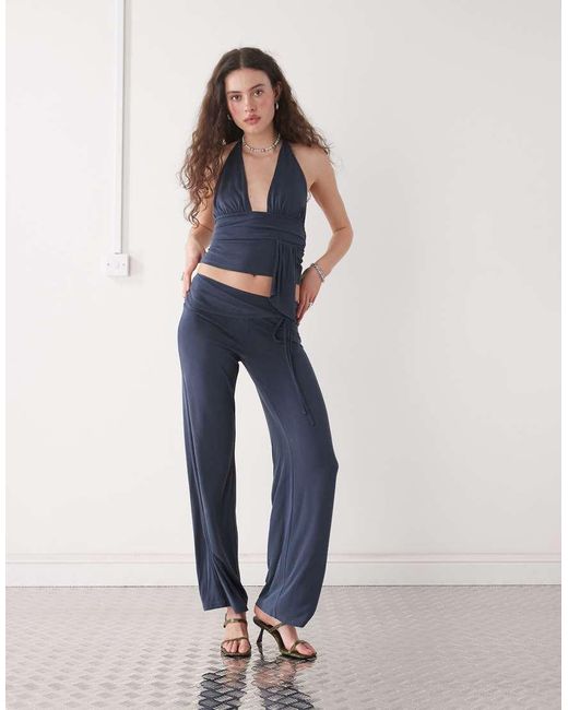 Motel Blue Donata Low Rise Slinky Co-ord Trousers