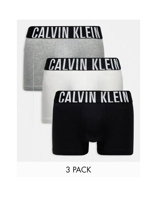 Calvin Klein White Intense Power Cotton Stretch Trunks 3 Pack for men