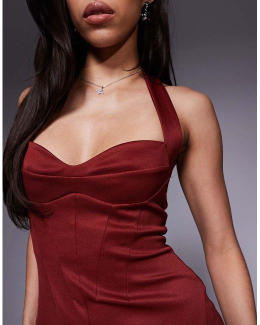 ASOS Red Structu Corseted Midi Dress