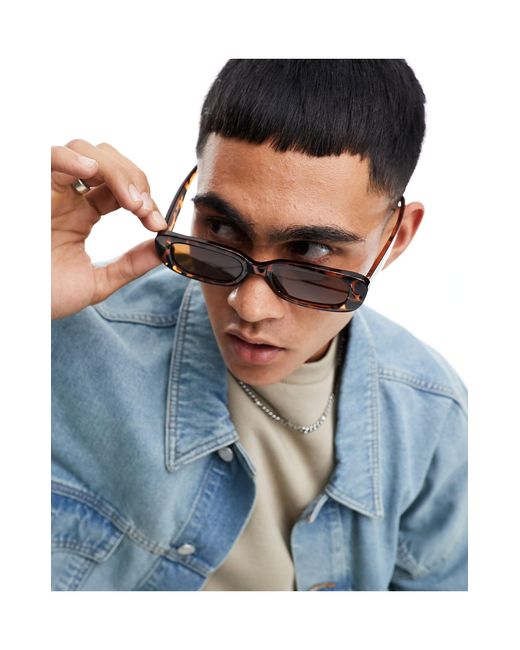 Jack & Jones – rechteckige retro-sonnenbrille mit leopardenmuster und  braunen gläsern in Blau für Herren | Lyst AT