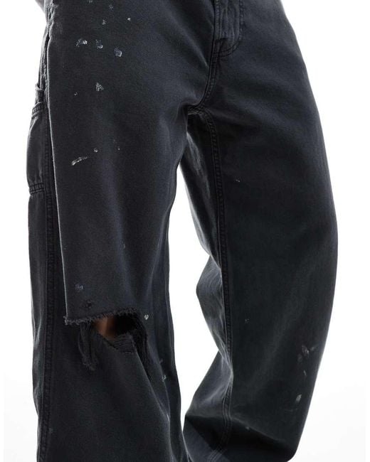 Abercrombie & Fitch Black Paint Splatter Baggy Fit Carpenter Jeans for men