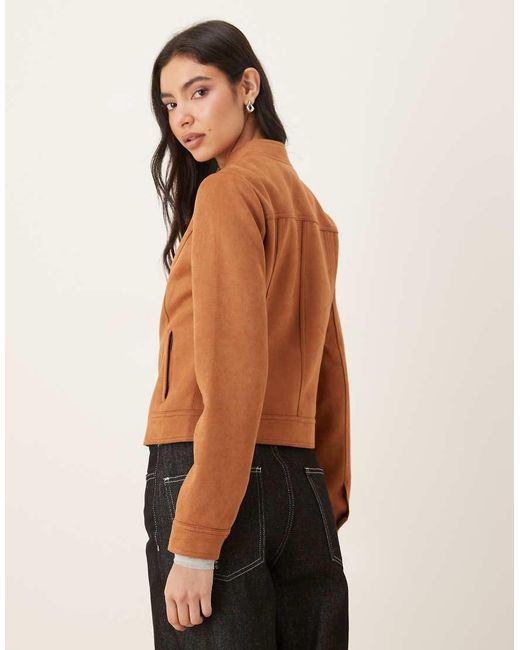 Nia Brown Effie Moto Faux Suede Jacket