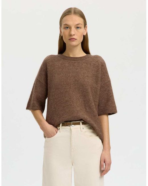 SELECTED Brown Knitted Pullover