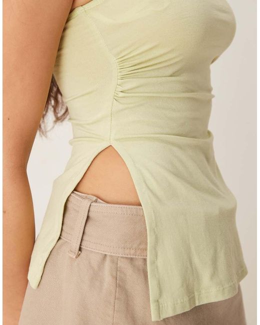 Motel Natural Ruched Bandeau Top