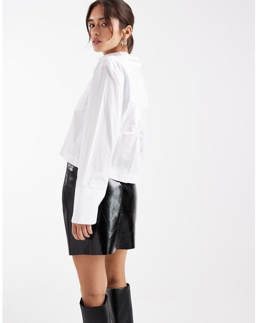Vero Moda White Vinyl Pu Mini Skirt With Notch Detail