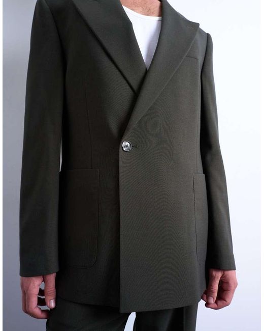 Chaqueta De Traje Oscuro Holgada De Tejido Efecto Lana De Topman de hombre de color Gray