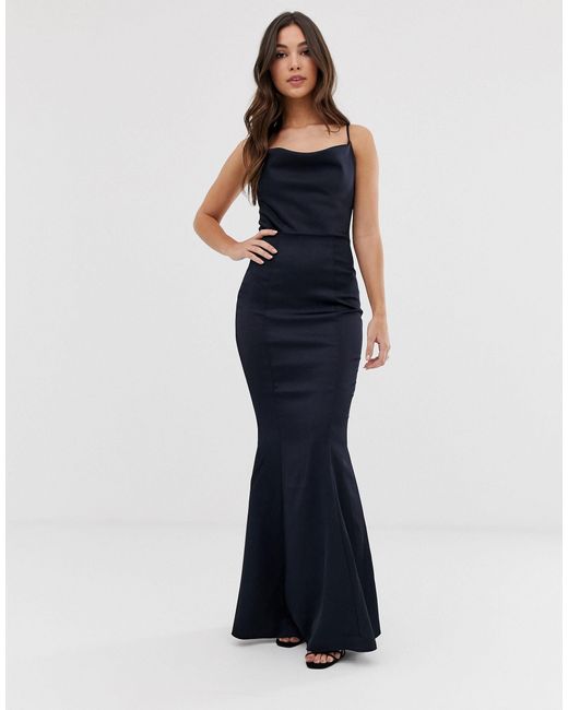 Lipsy Cowl Neck Maxi Dress in Navy ...