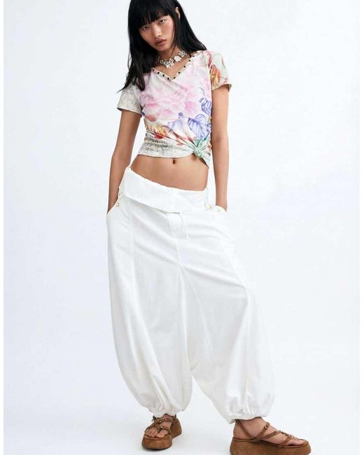 Desigual White Printed T-Shirt 100% Cotton