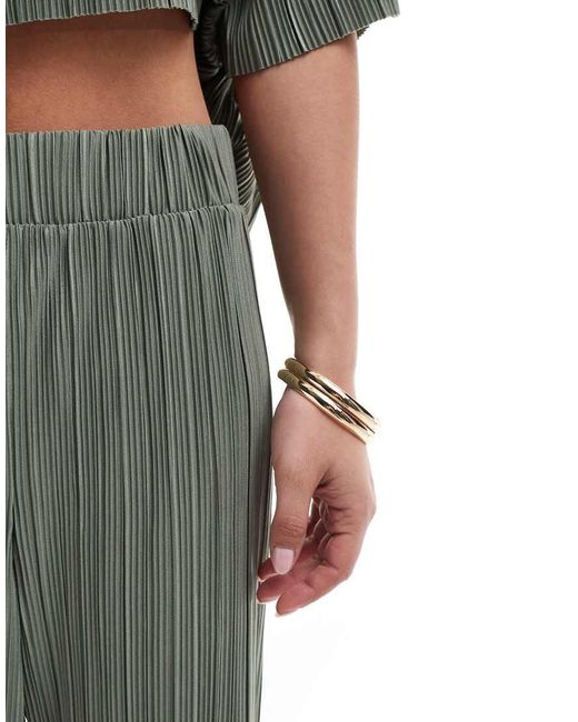 ONLY Green Plisse Wide Leg Trousers Co-Ord