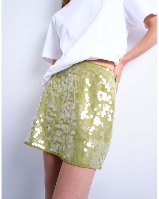TOPSHOP White Sequin A Line Mini Skirt