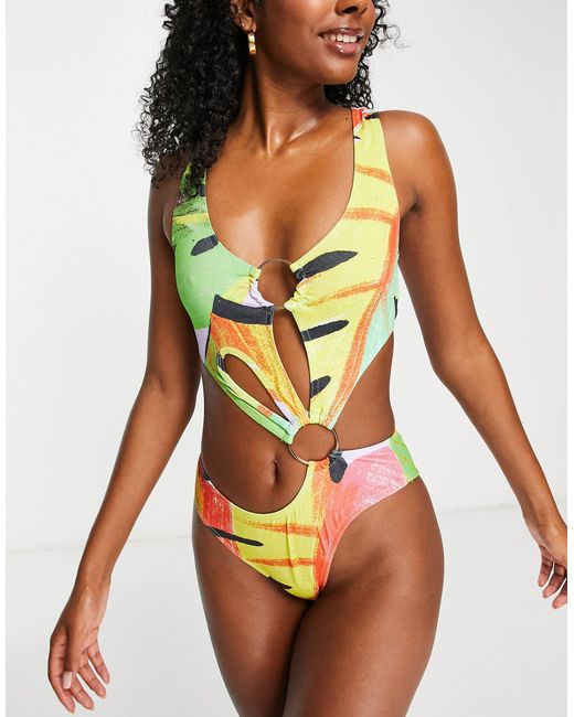 SIMMI Multicolor Simmi Ring Detail Cut Out Swimsuit